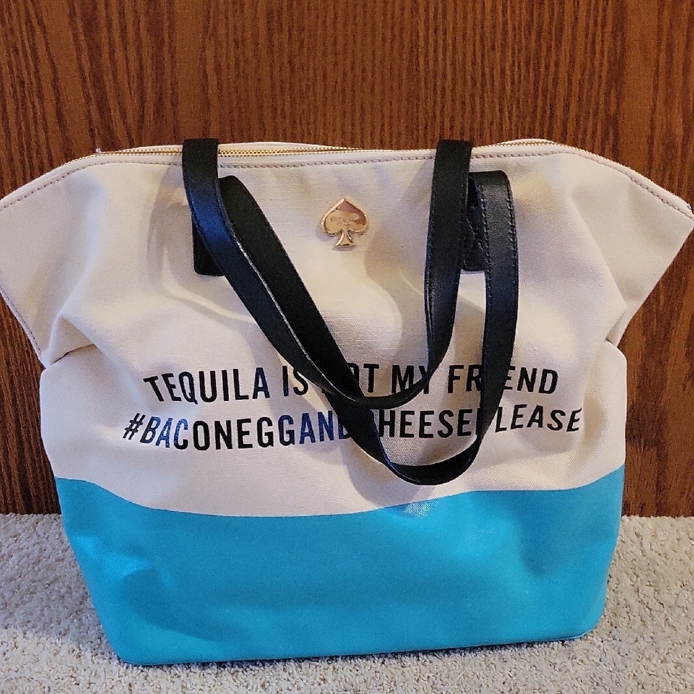 Kate Spade NY Turquoise and Cream Tequila Novelty Tote Bag FUN!!